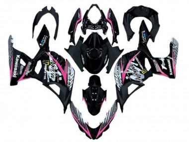 Carenados Moto Kawasaki Ninja 400 2018-2024 - Negro Brillante Rosa Blanco