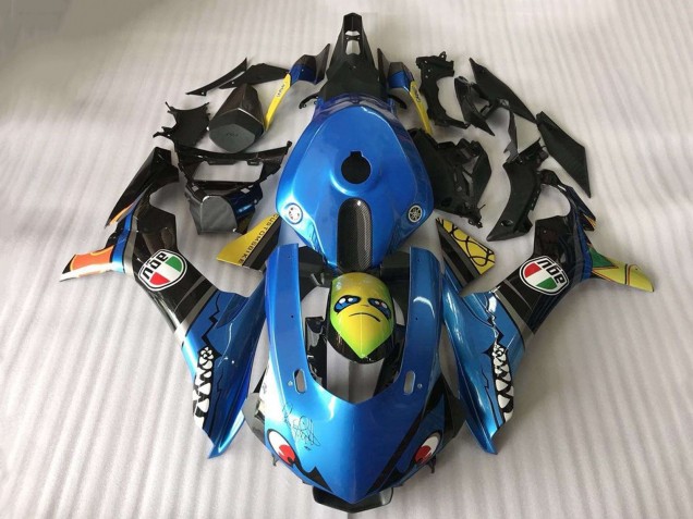 Carenado Moto Yamaha YZF R1 2015-2019 - Azul Amarillo Tiburón
