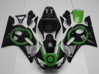 Carenados Moto Yamaha YZF R6 1998-2002 - Negro Brillante Verde Círculo