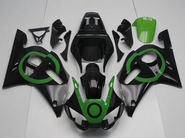 Carenados Moto Yamaha YZF R6 1998-2002 - Negro Brillante Verde Círculo
