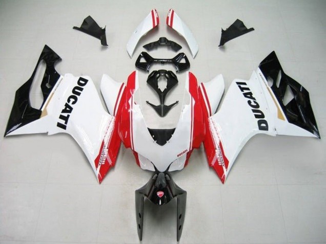 Carenados Moto Ducati Panigale 1199 2011-2014 - Blanco Rojo Negro Brillante Raya