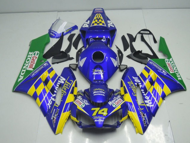 Carenados Moto Honda CBR1000RR 2004-2005 - Azul Amarillo Verde MoviStar