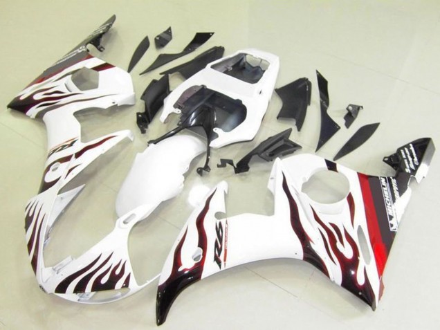 Carenados Moto Yamaha YZF R6 2003-2004 - Blanco Rojo Negro Llama Michelin