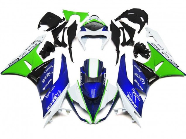 Carenados Moto Kawasaki ZX6R 2007-2008 - Blanco Azul Verde Negro