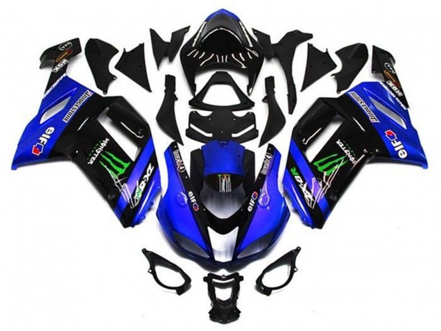 Carenados Moto Kawasaki ZX6R 2007-2008 - Azul Negro Verde Monstruo