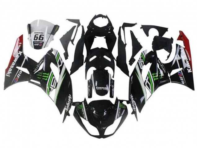 Carenados Moto Kawasaki ZX6R 2009-2012 - Negro Brillante Blanco Verde Rojo Elf Monstruo