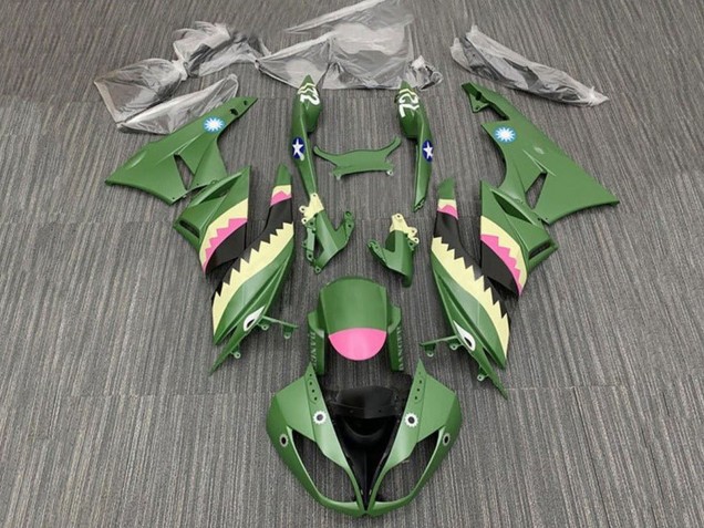 Carenados Moto Kawasaki ZX6R 2009-2012 - Amarillo Rosa Verde Mate Tiburón
