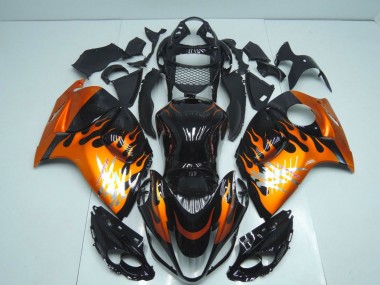 Carenados Moto Suzuki GSXR 1300 Hayabusa 2008-2020 - Negro Brillante Naranja Llama
