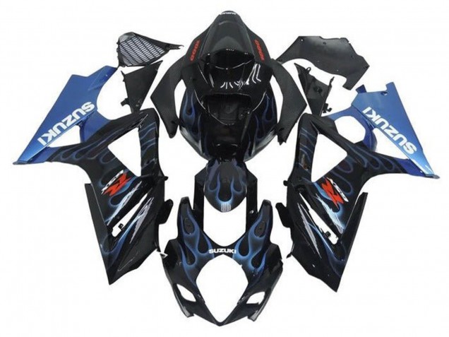 Carenados Moto Suzuki GSXR 1000 2005-2006 - Negro Azul Claro Llama