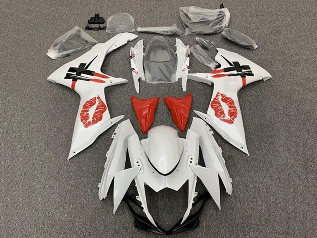 Carenados Moto Suzuki GSXR 600 / GSXR 750 2011-2024 - Blanco Rojo Lipstick Kiss
