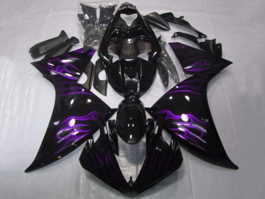 Carenados Moto Yamaha YZF 1000 R1 2012-2014 - Negro Brillante Púrpura Llama
