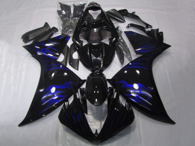 Carenados Moto Yamaha YZF 1000 R1 2012-2014 - Negro Brillante Azul Llama