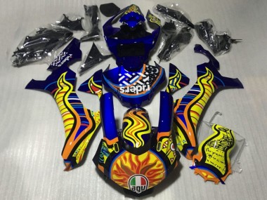 Carenados Moto Yamaha YZF 1000 R1 2015-2019 - Azul Amarillo Naranja Tribal Sun