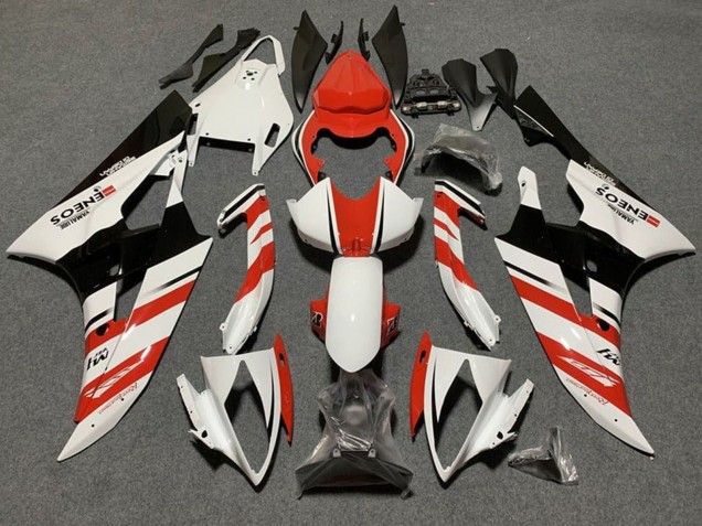 Carenados Moto Yamaha YZF R6 2006-2007 - Blanco Naranja Negro Brillante Raya