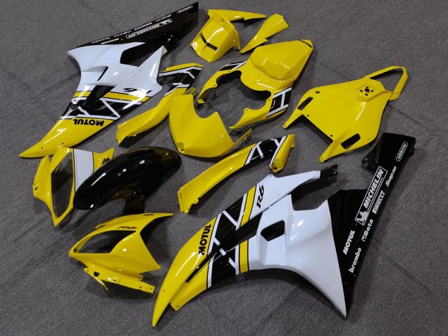 Carenados Moto Yamaha YZF R6 2006-2007 - Amarillo Blanco Negro Brillante Motul Michelin