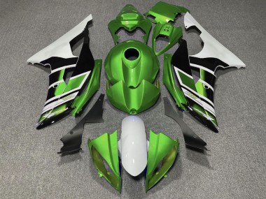 Carenados Moto Yamaha YZF R6 2008-2016 - Blanco Verde Negro Brillante Raya