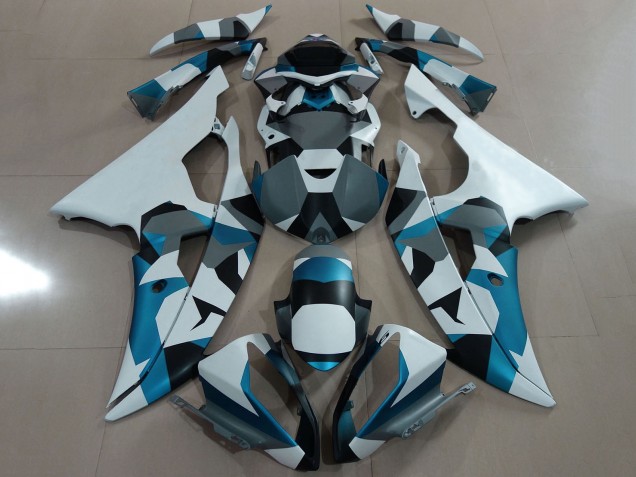 Carenado Moto Yamaha YZF R6 2008-2016 - Blanco Azul Gris Negro Camouflage