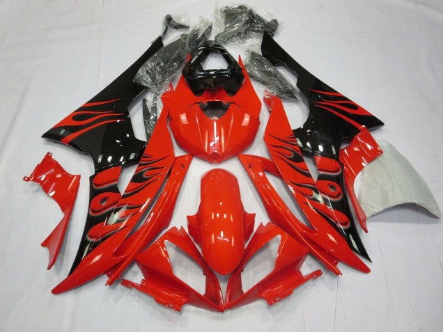 Carenados Moto Yamaha YZF R6 2008-2016 - Rojo Negro Brillante Llama