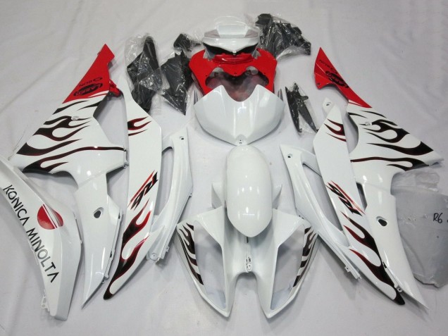Carenados Moto Yamaha YZF R6 2008-2016 - Blanco Rojo Negro Llama