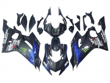 Carenados Moto Yamaha YZF R6 2017-2023 - Azul Negro Falso FibraCarbono Verde Monstruo