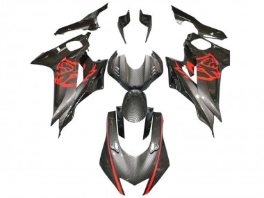 Carenados Moto Yamaha YZF R6 2017-2025 - Rojo Negro Falso FibraCarbono
