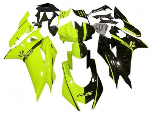 Carenados Moto Yamaha YZF R6 2017-2025 - Neon Amarillo Negro Brillante Dividir