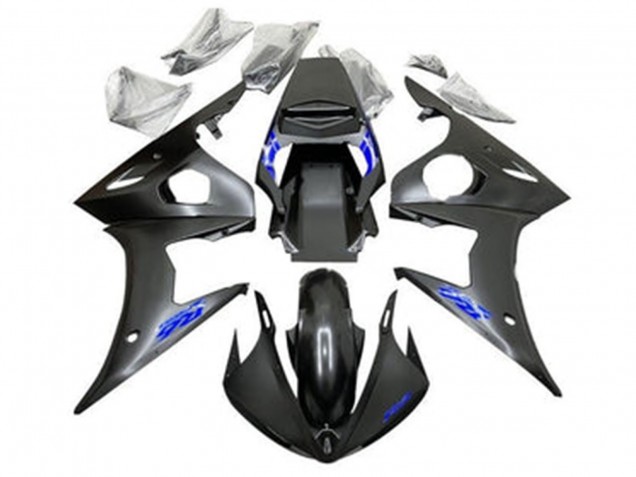 Carenados Moto Yamaha YZF R6 2005 - Negro Mate Azul