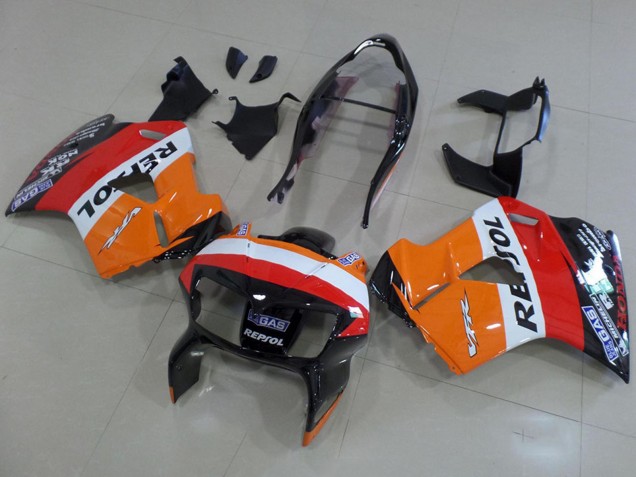 Carenados Moto Honda VFR 800 1998-2001 - Naranja Blanco Rojo Negro Brillante Repsol
