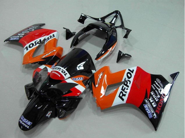 Carenado Moto Honda VFR 800 2002-2013 - Naranja Blanco Rojo Negro Brillante Repsol