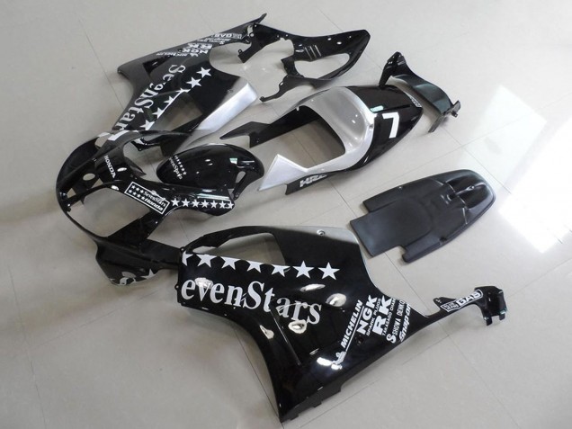Carenados Moto Honda VTR1000 2000-2006 - Negro Brillante Blanco SevenStars