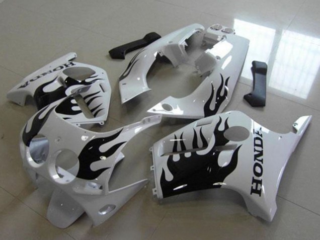Carenados Moto Honda CBR250RR MC19 1988-1989 - Blanco Negro Brillante Llama