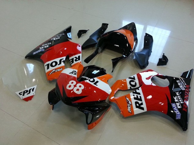 Carenados Moto Honda CBR600 F4i 2001-2003 - Naranja Blanco Rojo Negro Brillante Carrera Repsol 88