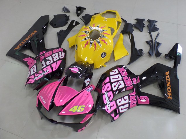 Carenados Moto Honda CBR600RR 2013-2023 - Amarillo Rosa Negro Brillante Rossi 46