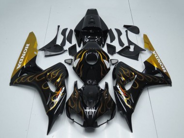 Carenado Moto Honda CBR1000RR 2006-2007 - Negro Brillante Oro Llama