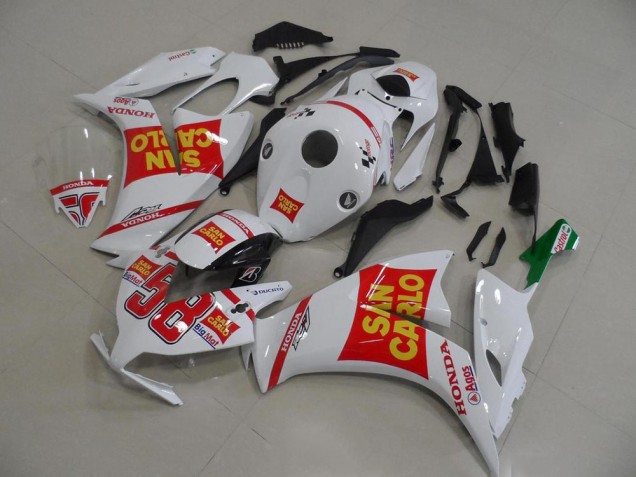 Carenado Moto Honda CBR1000RR 2012-2016 - Blanco Rojo Amarillo San Carlo