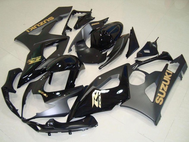 Carenados Moto Suzuki GSXR 1000 2005-2006 - Negro Brillante Negro Mate Oro Calcomanía