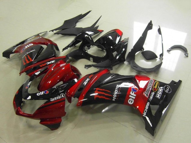 Carenados Moto Kawasaki ZX250R 2008-2012 - Rojo Caramelo Negro Brillante Elf Touch4 Monstruo