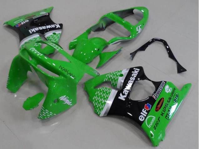 Carenados Moto Kawasaki ZX6R 1998-1999 - Verde Blanco Plata Negro Brillante
