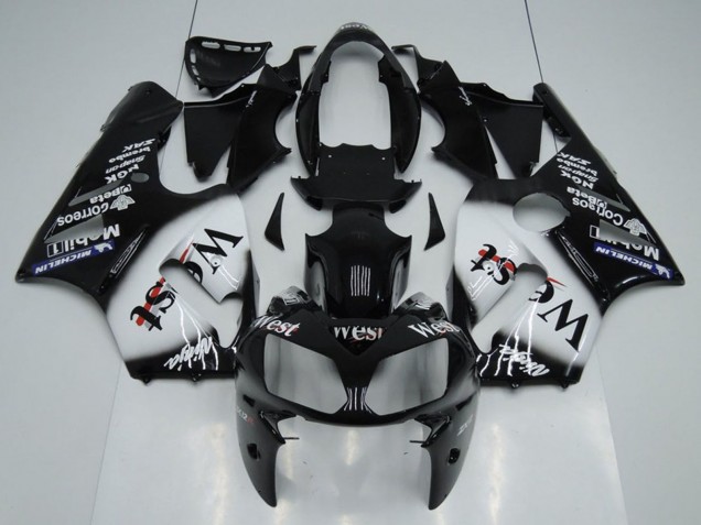 Carenados Moto Kawasaki ZX12R 2002-2006 - Negro Brillante Blanco West