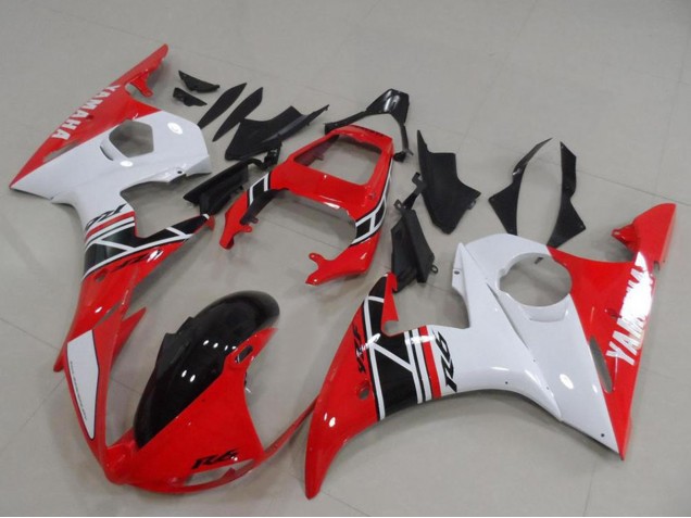 Kits Carenado Moto Yamaha YZF R6 2003-2004 - Blanco Rojo Negro Brillante