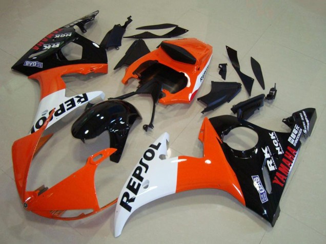 Carenados Moto Yamaha YZF R6 2003-2004 - Naranja Blanco Negro Brillante Repsol