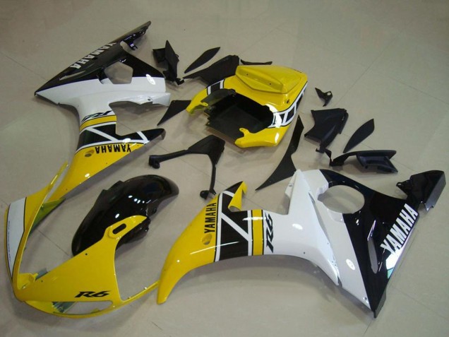 Carenados Moto Yamaha YZF R6 2003-2004 - Amarillo Blanco Negro Brillante Anniversary