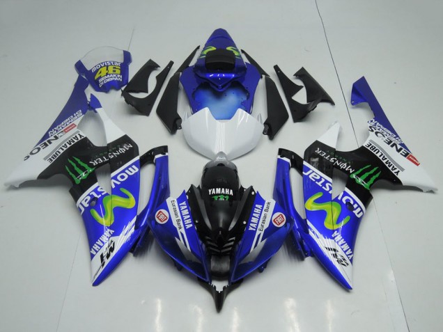Carenados Moto Yamaha YZF R6 2008-2016 - Azul Blanco Negro Brillante Verde Monstruo MoviStar Yamalube ENEOS