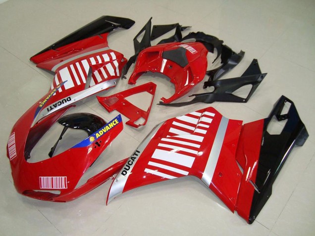 Carenados Moto Ducati 848 1098 1198 2007-2014 - Plata Azul Rojo Negro Brillante