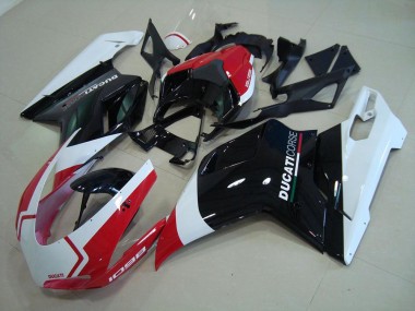 Carenados Moto Ducati 1098 2007-2014 - Blanco Rojo Negro Brillante Corse