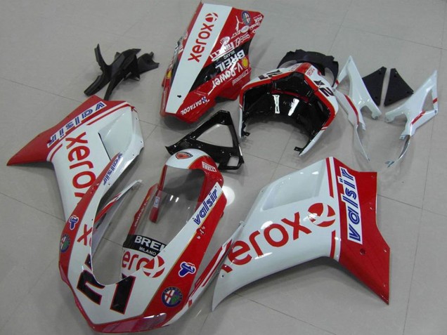 Carenados Moto Ducati 848 1098 1198 2007-2014 - Blanco Rojo Negro Brillante Valsir Xerox OEM Estilo 21