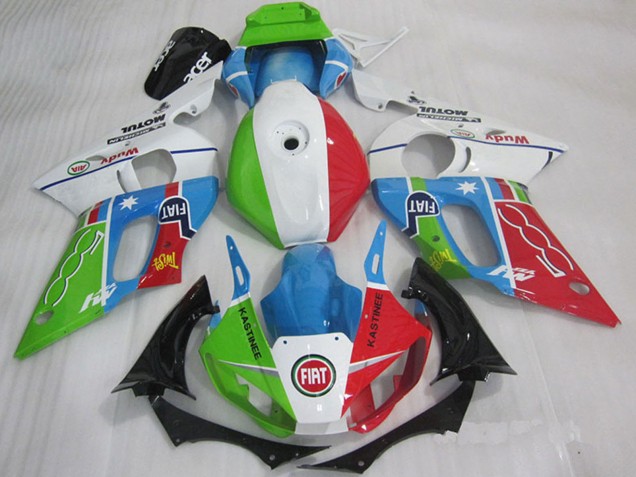 Carenados Moto Yamaha YZF R6 1998-2002 - Blanco Azul Verde Rojo Fiat Kastinee