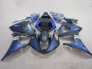 Carenados Moto Yamaha YZF R6 2003-2004 - Negro Mate Azul Llama