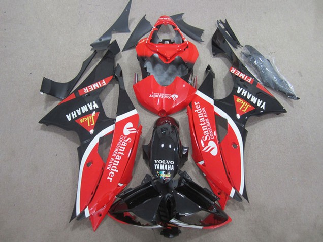 Carenados Moto Yamaha YZF R6 2008-2016 - Rojo Blanco Negro Brillante Volvo Santander Fimer