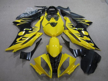 Carenados Moto Yamaha YZF R6 2008-2016 - Amarillo Negro Brillante Llama